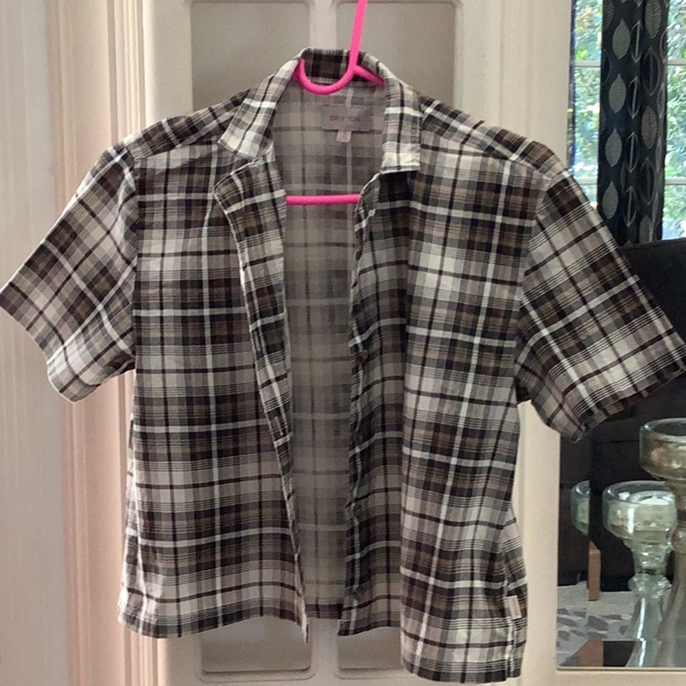 Brixton Tan /Black Short sleeve crop top shirt Sz Small